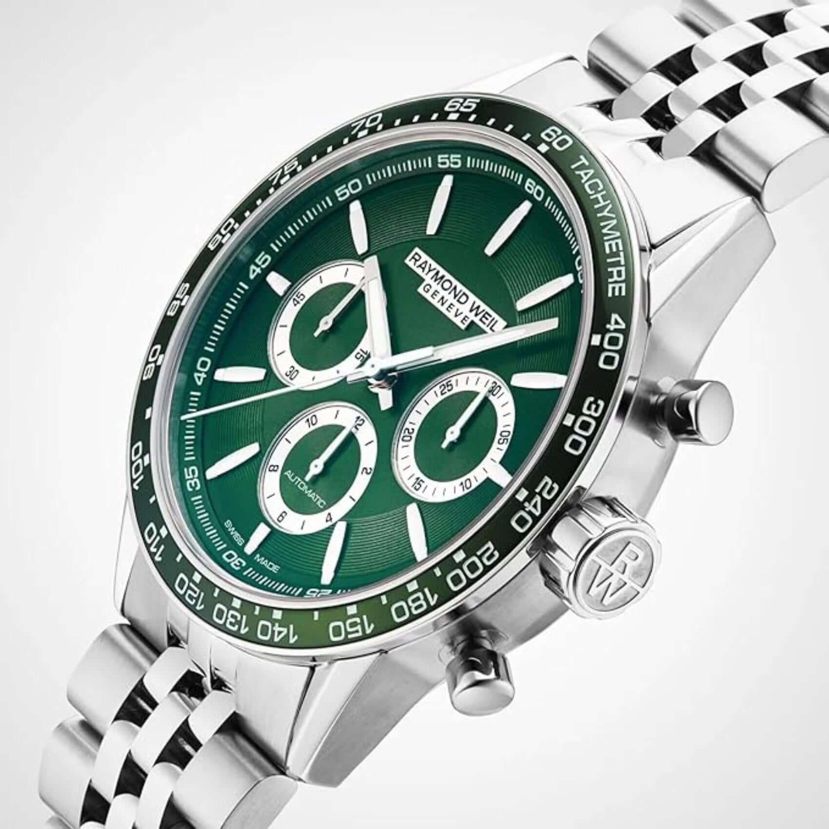 Raymond Weil Freelancer 7741-ST7-52021 Automatic Chronograph με πράσινο καντράν.