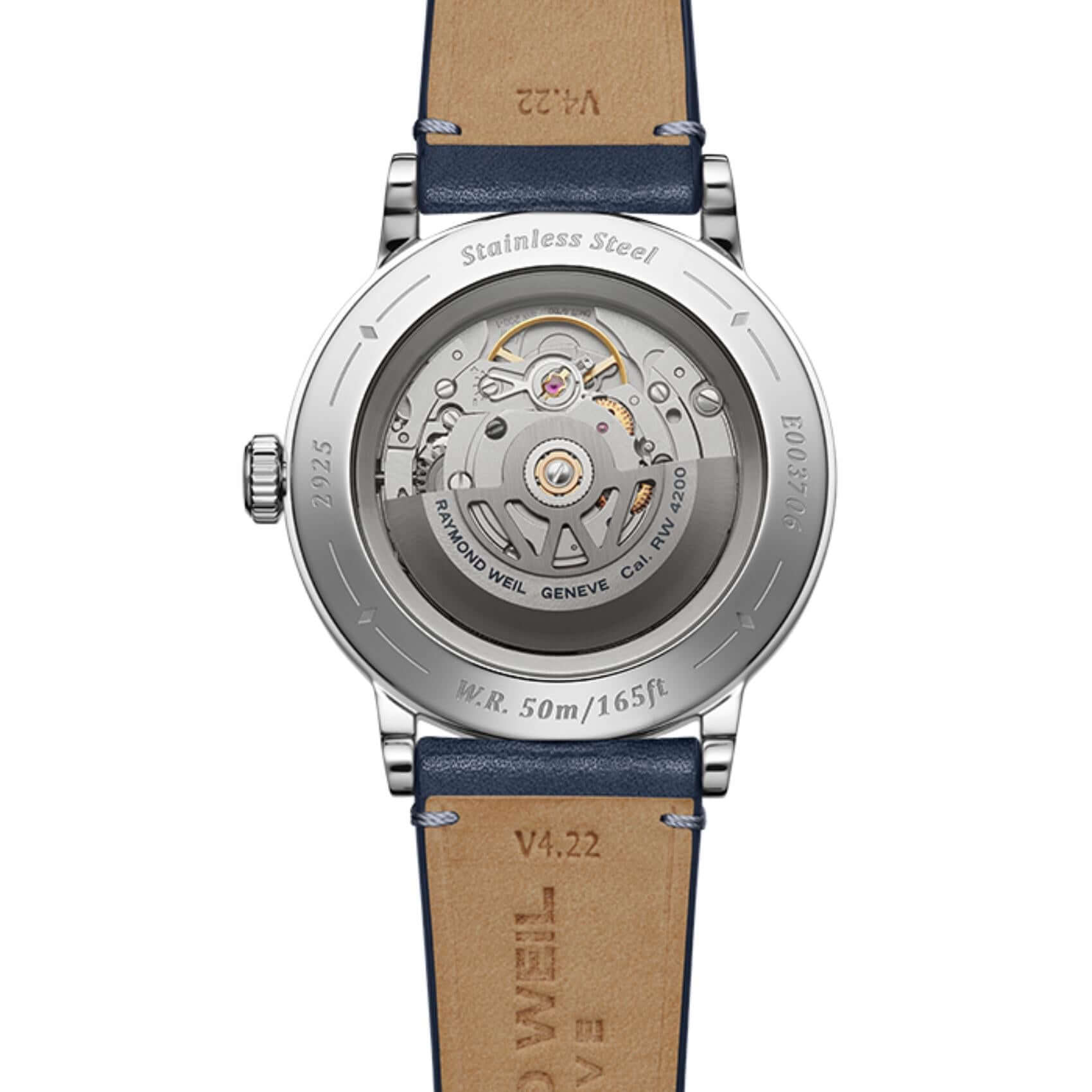 Raymond Weil Millesime 2925-STC-50001 αυτόματο με μπλε δερμάτινο λουράκι και μπλε καντράν διαμέτρου 39,5mm.