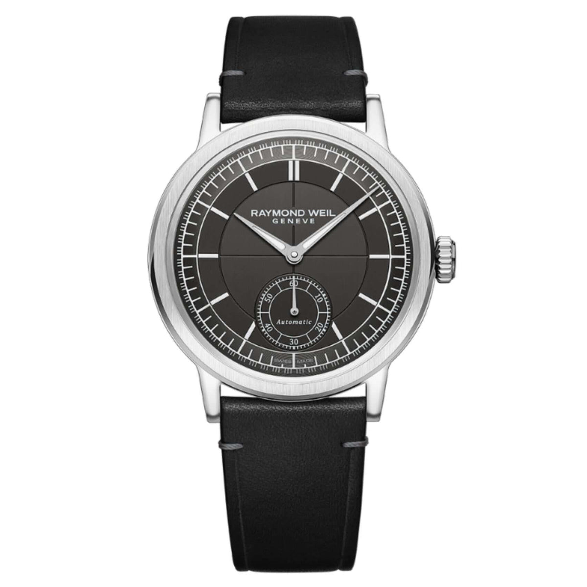Raymond Weil Millesime 2930-STC-60001 αυτόματο με μαύρο δερμάτινο λουράκι και μαύρο καντράν διαμέτρου 39,5mm.