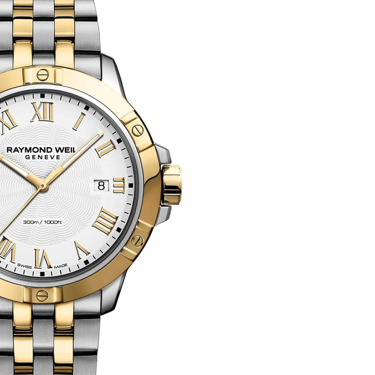 Raymond Weil Tango Classic Diver 8160-STP-00308 με δίχρωμο ασημί-χρυσό ατσάλινο μπρασελέ και άσπρο καντράν 41mm αδιάβροχο τα 300M -30ATM.