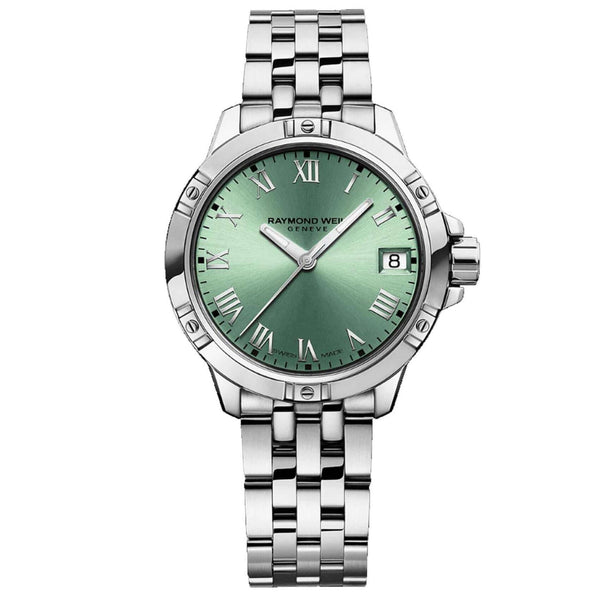 Ρολόι Raymond Weil Tango Classic Ladies 5960-ST-00520 με ασημί ατσάλινο μπρασελέ και πράσινο καντράν διαμέτρου 30mm.