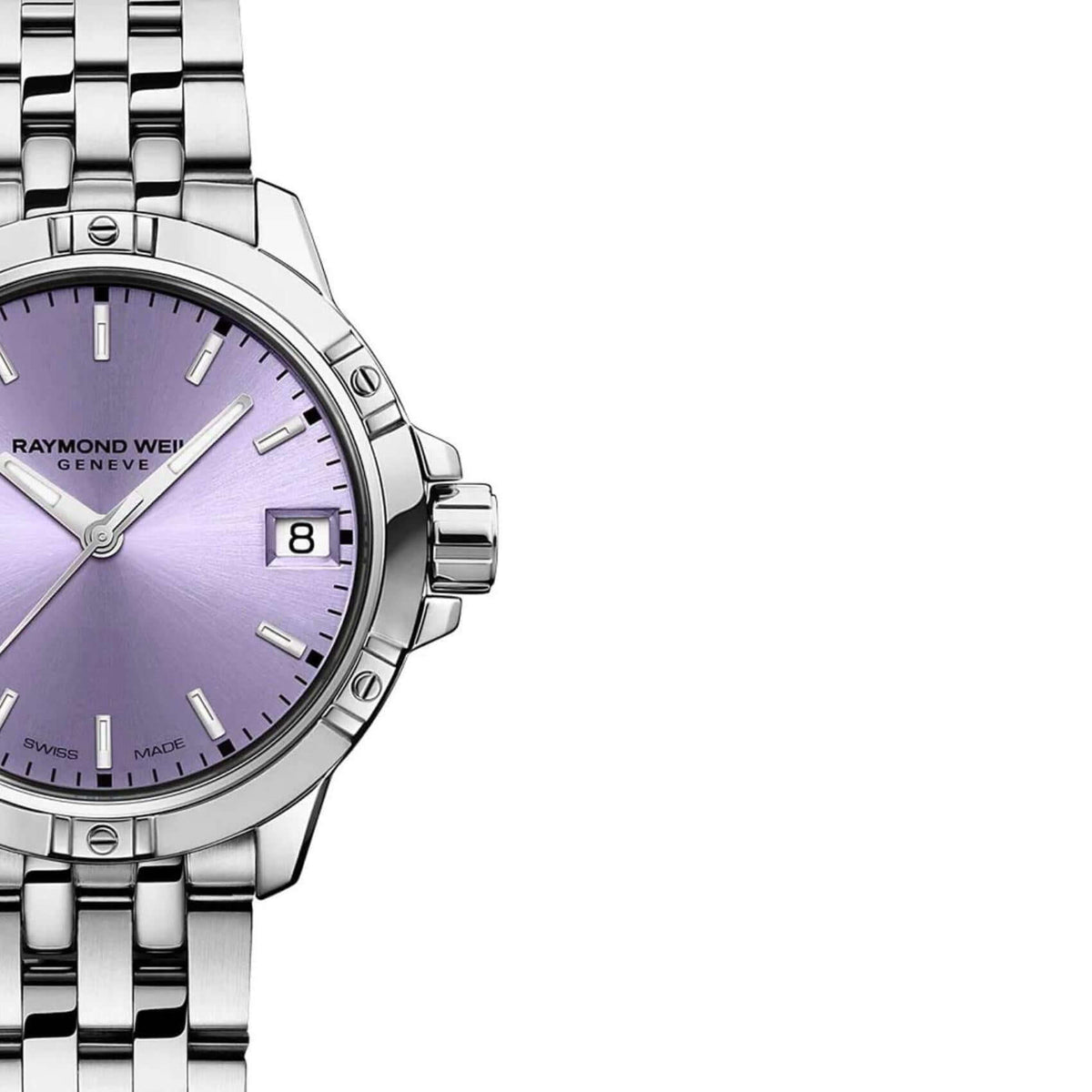 Ρολόι Raymond Weil Tango Classic Ladies 5960-ST-46001 με ασημί ατσάλινο μπρασελέ και μωβ καντράν διαμέτρου 30mm.