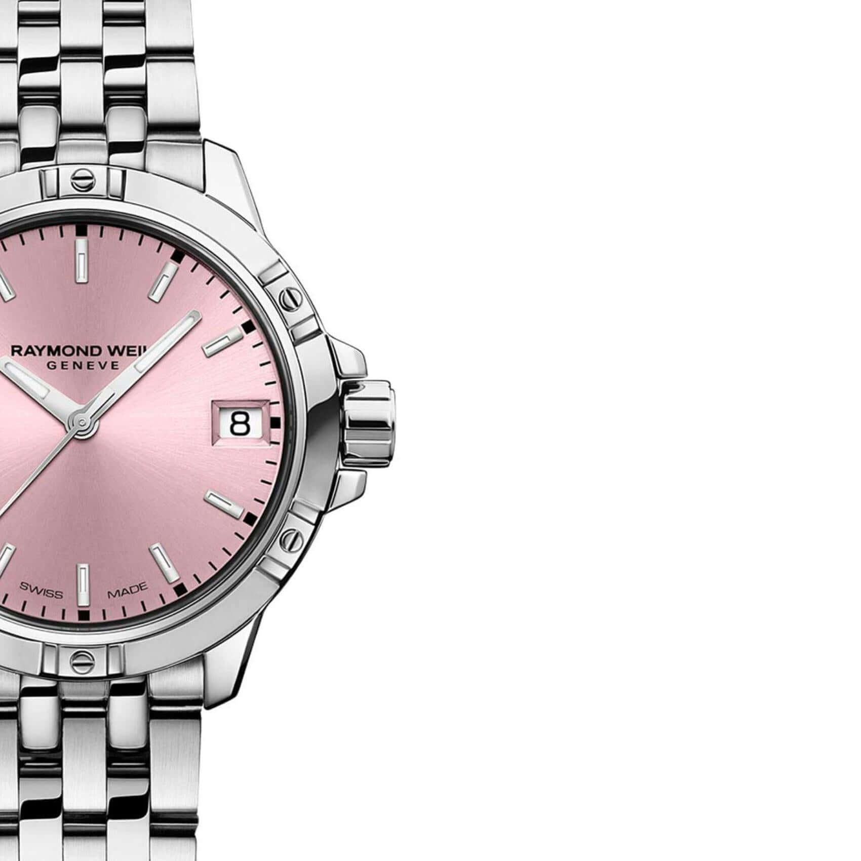 Ρολόι Raymond Weil Tango Classic Ladies 5960-ST-80001 με ασημί ατσάλινο μπρασελέ και ροζ καντράν διαμέτρου 30mm.