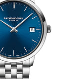 Ανδρικό ρολόι Raymond Weil Toccata 5585-ST-50001 με ασημί ατσάλινο μπρασελέ και μπλε καντράν διαμέτρου 42mm.