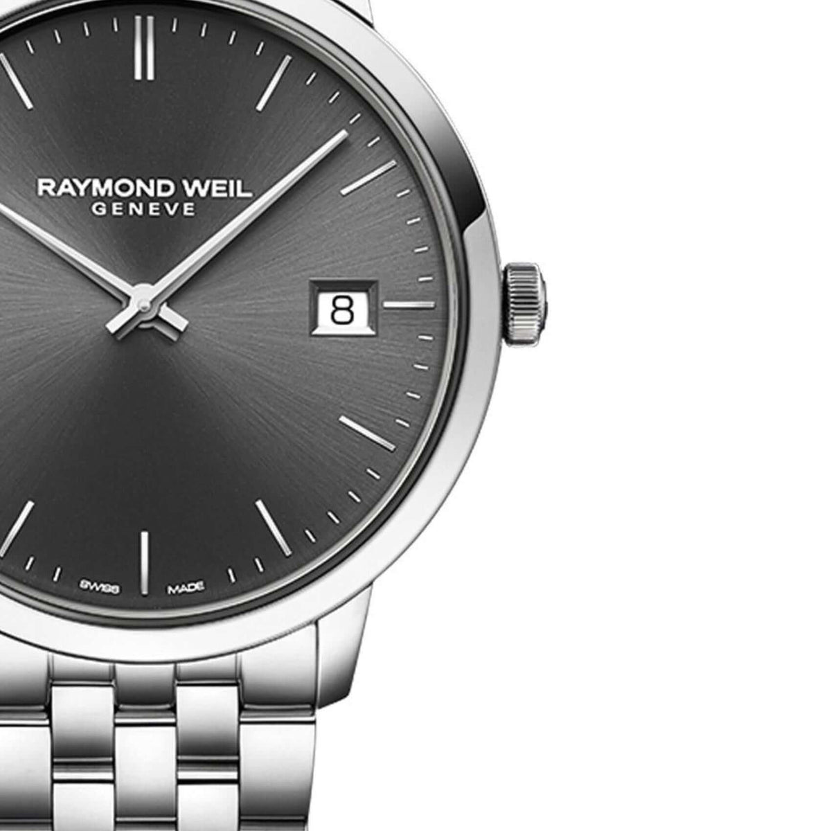 Ανδρικό ρολόι Raymond Weil Toccata 5585-ST-60001 με ασημί ατσάλινο μπρασελέ και μαύρο καντράν διαμέτρου 42mm.