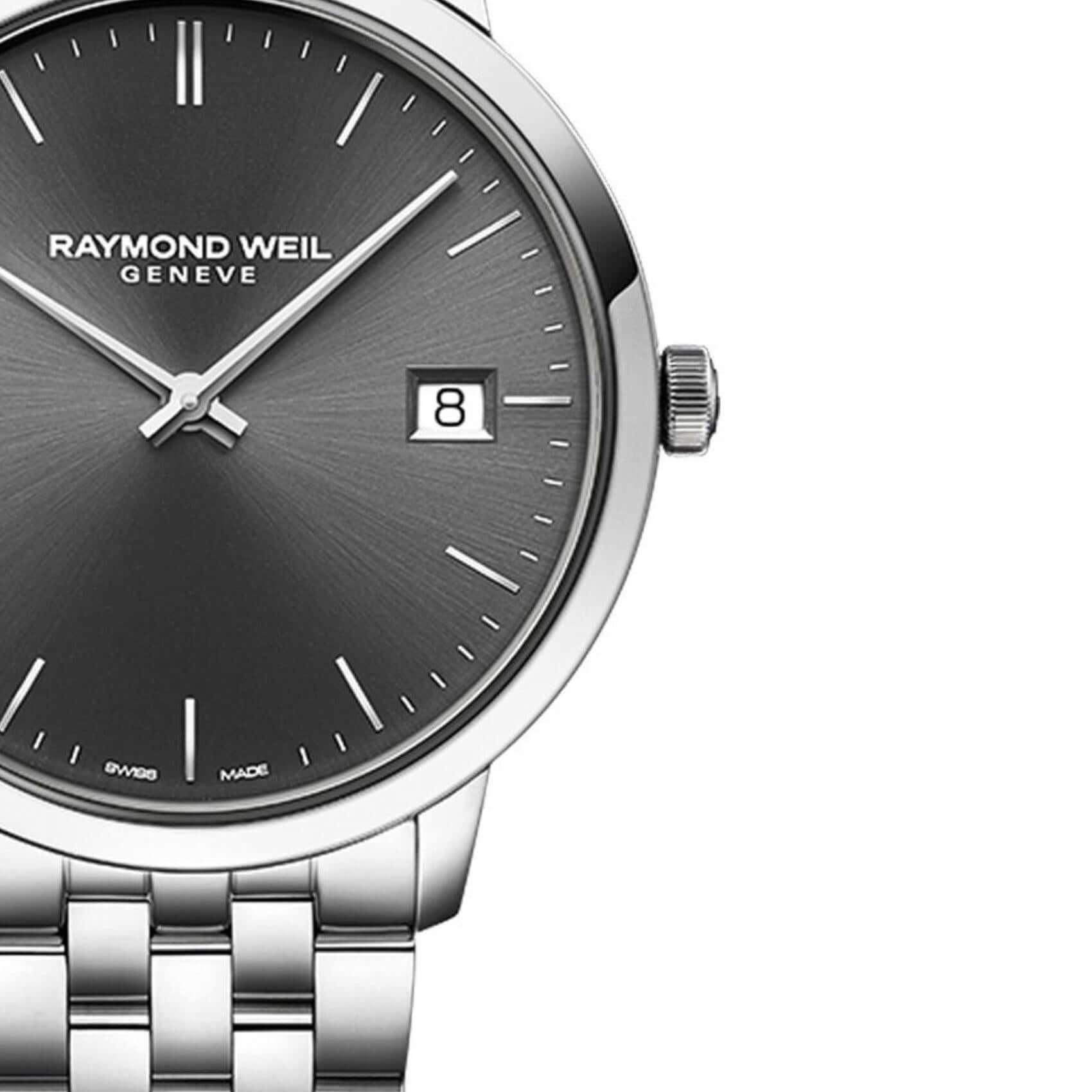 Ανδρικό ρολόι Raymond Weil Toccata 5585-ST-60001 με ασημί ατσάλινο μπρασελέ και μαύρο καντράν διαμέτρου 42mm.
