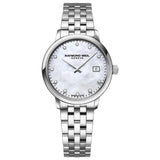 Γυναικείο ρολόι Raymond Weil Toccata Diamonds 5985-ST-97081 με ασημί μπρασελέ και άσπρο φίλντισι καντράν 29mm με διαμάντια.