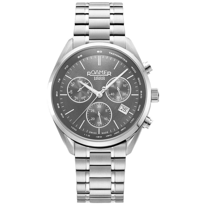 Roamer Pro Chrono 993819-41-85-20 χρονογράφος με ασημί ατσάλινο μπρασελέ και γκρι καντράν 44mm.