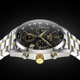 Roamer 993819-47-85-21 Pro Chrono Alexander the Great ανδρικό ρολόι με μαύρο καντράν 44mm, ασημί-χρυσό μπρασελέ και χρονογράφο.