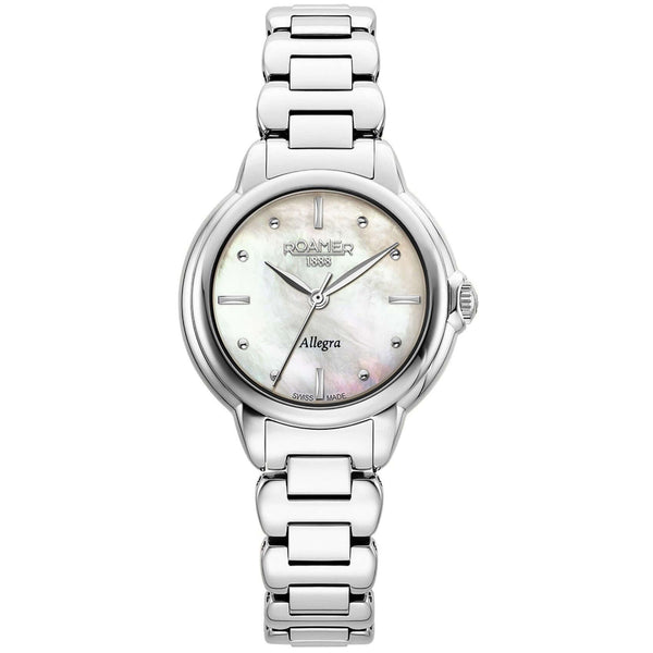Γυναικείο ρολόι Roamer Allegra 977847-41-20-20 με ασημί ατσάλινο μπρασελέ και άσπρο φίλντισι καντράν διαμέτρου 32mm.