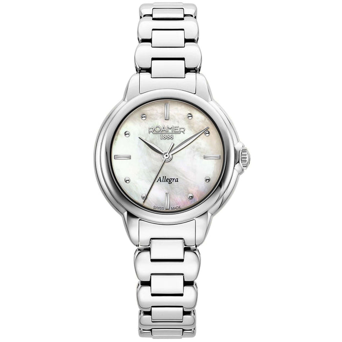 Γυναικείο ρολόι Roamer Allegra 977847-41-20-20 με ασημί ατσάλινο μπρασελέ και άσπρο φίλντισι καντράν διαμέτρου 32mm.