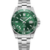 Αυτόματο ρολόι καταδυτικό Roamer Premier 986983-41-75-20 με ασημί μπρασελέ, πράσινο καντράν με ένδειξη ημερομηνίας και κάσα διαμέτρου 42mm.
