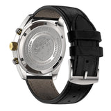 Πίσω όψη του Roamer Pro Chrono Alexander the Great 993819-47-85-21 με μαύρο δερμάτινο λουράκι, χάραξη Μεγάλου Αλεξάνδρου και κούμπωμα.