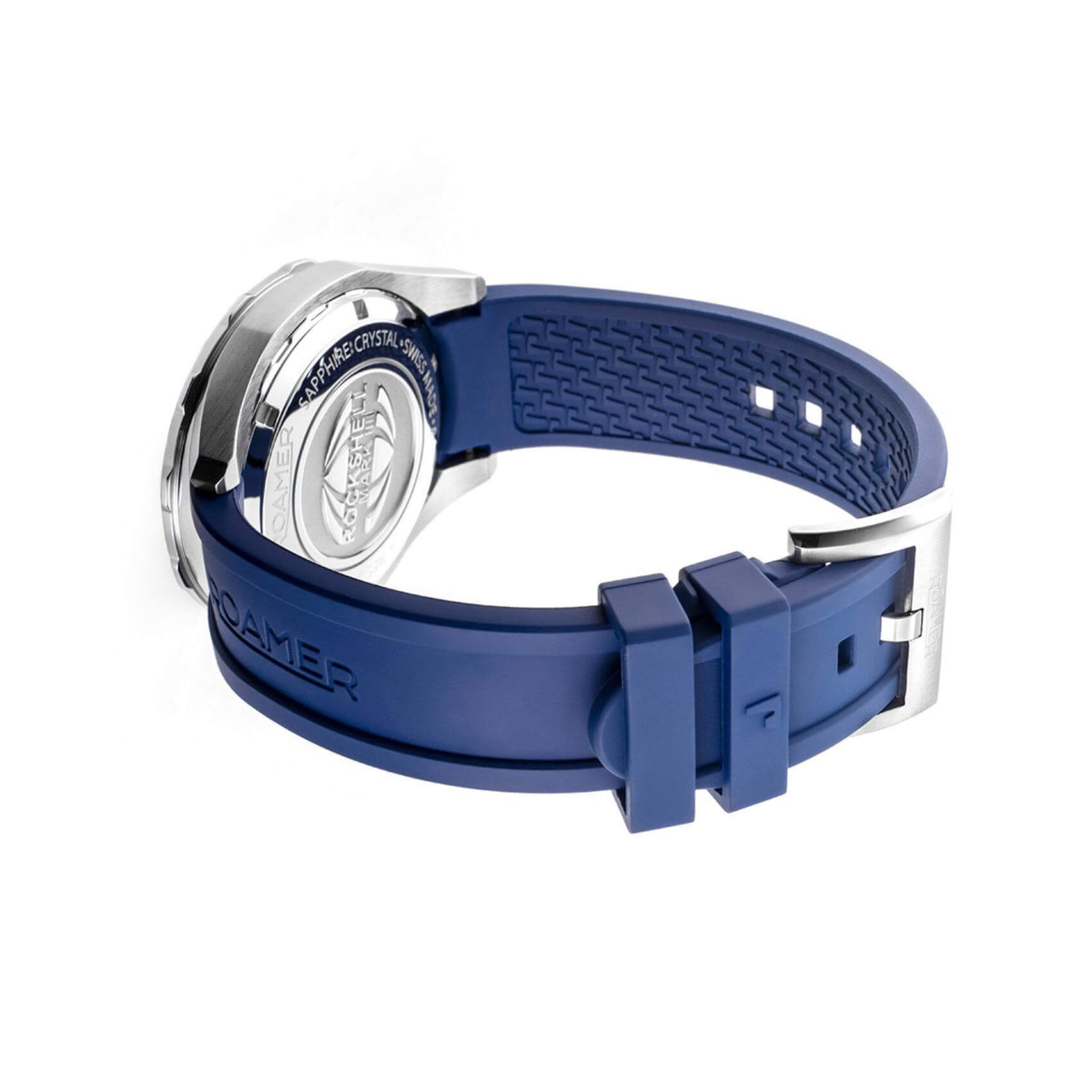 Καταδυτικό ρολόι Rockshell Mark III Scuba 867833-41-45-02 με μπλε καουτσούκ λουράκι, μπλε καντράν με τζαμάκι από ζαφείρι και στεφάνι διαμέτρου 45mm αδιάβροχο στα 200M.