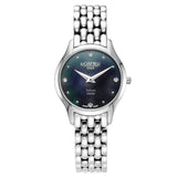 Γυναικείο ρολόι Roamer Soleure Diamond 547857-41-85-50 με ασημί ατσάλινο μπρασελέ και μπλε φίλντισι καντράν διαμέτρου 30mm με διαμάντια.