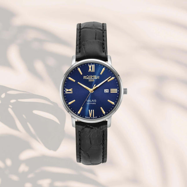Ρολόι Roamer Valais Ladies 958844-41-41-05 Με Μαύρο Δερμάτινο Λουράκι