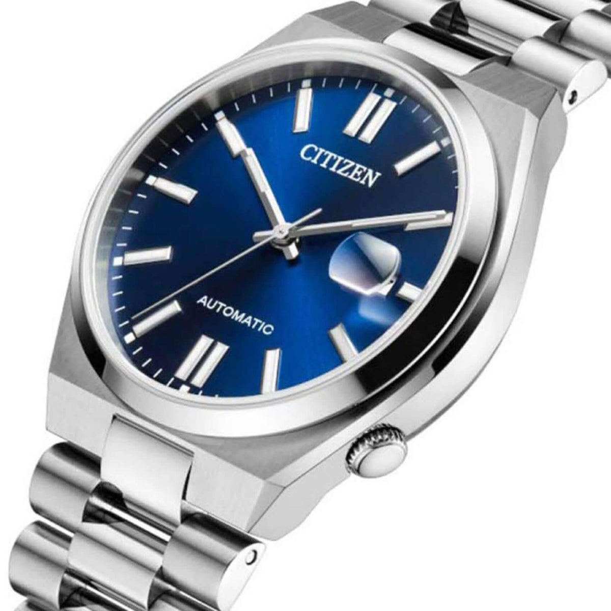 Αυτόματο ρολόι Citizen Tsuyosa NJ0150-81L με ασημί ατσάλινο μπρασελέ και μπλε καντράν διαμέτρου 40mm και open back μηχανισμό.