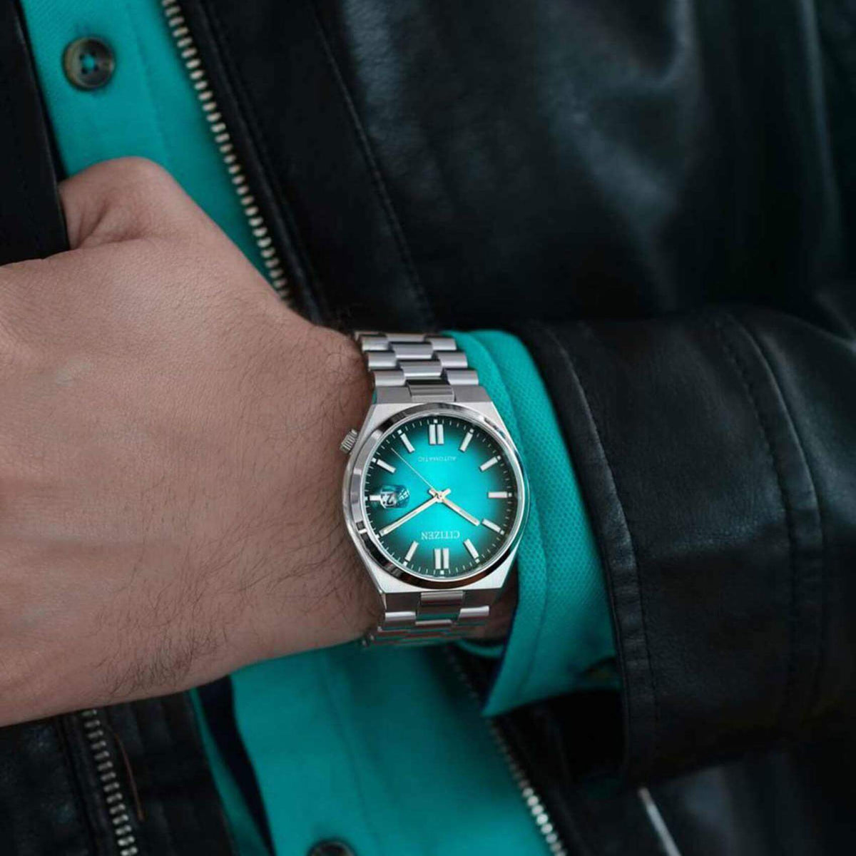 Αυτόματο Ρολόι Citizen NJ0151-88X Tsuyosa Με Ασημί Μπρασελέ & Τιρκουάζ Καντράν