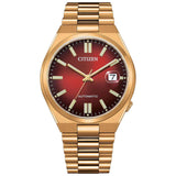 Αυτόματο ρολόι Citizen Tsuyosa nj0153-82x με χρυσό ατσάλινο μπρασελέ και κόκκινο καντράν διαμέτρου 40mm και open back μηχανισμό.