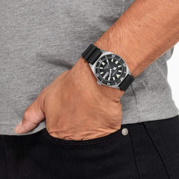 Καταδυτικό Ρολόι Citizen Promaster Divers NY0120-01EE Με Μαύρο Καουτσούκ Λουράκι