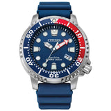 Καταδυτικό ρολόι Citizen Promaster Eco-Drive Divers BN0168-06L με μπλε καουτσούκ λουράκι και μπλε καντράν διαμέτρου 44mm.