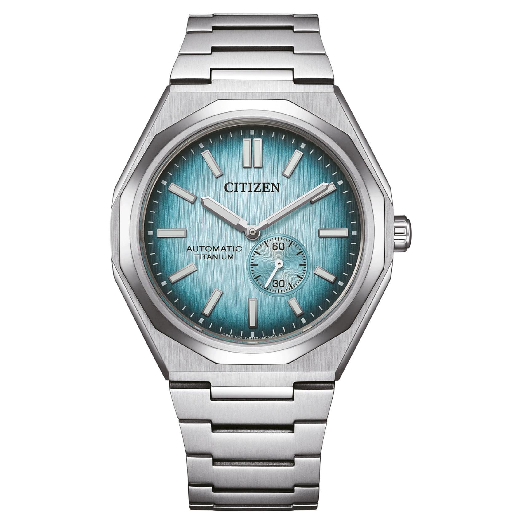 Ανδρικό αυτόματο ρολόι Citizen Super Titanium Zenshin 60 NK5020-58L με ασημί μπρασελέ και γαλάζιο καντράν