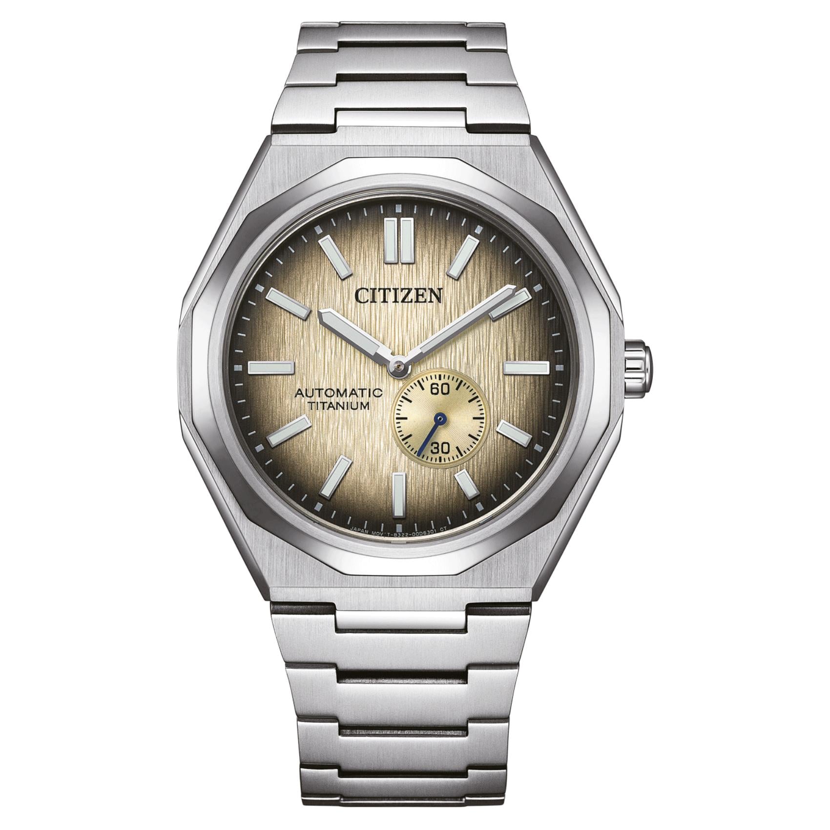 Ανδρικό αυτόματο ρολόι Citizen Super Titanium Zenshin 60 NK5020-58P με ασημί μπρασελέ από Super Titanium και χρυσό καντράν