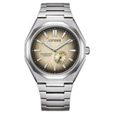Ανδρικό αυτόματο ρολόι Citizen Super Titanium Zenshin 60 NK5020-58P με ασημί μπρασελέ από Super Titanium και χρυσό καντράν