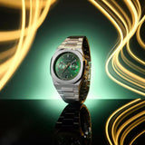 Ρολόι χρονογράφος D1 Milano Noble Green D1-CHBJ10 με ασημί ατσάλινο μπρασελέ πράσινο καντραν και οκτάγωνο στεφάνι με διάμετρο στα 41.5mm αδιάβροχο στις 5ΑΤΜ-50Μ.