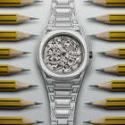 Ρολόι D1 Milano Skeleton White Sketch D1-SKBJ20 Αυτόματο Με Άσπρο Μπρασελέ