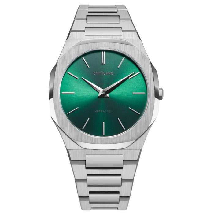 Ρολόι D1 Milano Ultra Thin Scarabeo D1-UTBJ37 με ασημί ατσάλινο μπρασελέ και ασημί καντράν διαμέτρου 40mm σε οκτάγωνο σχήμα.