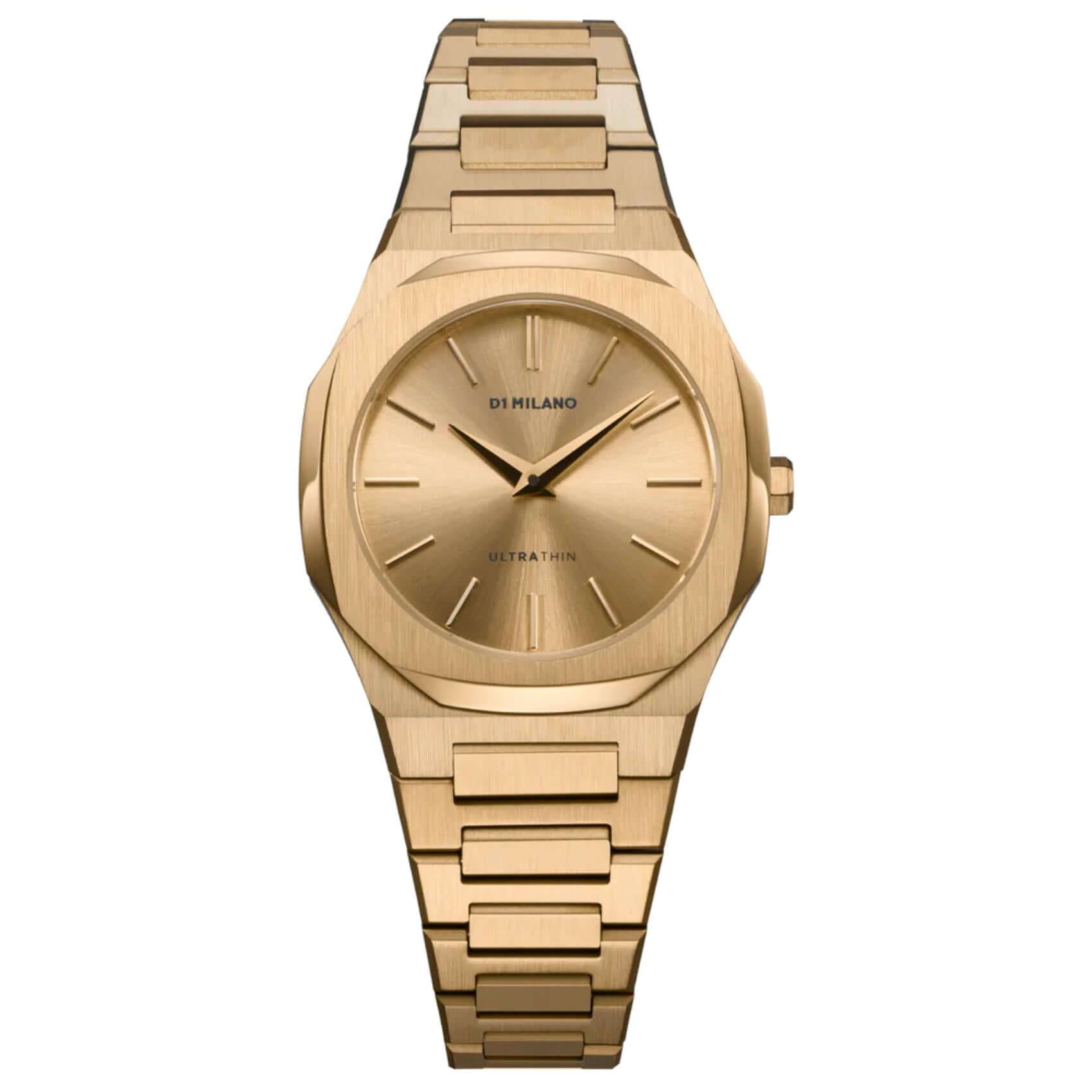 Ρολόι D1 Milano D1-UTBL31 Ultra Thin Zephyr Gold Με Χρυσό Μπρασελέ και χρυσό καντράν διαμέτρου 30mm σε οκτάγωνο σχήμα.