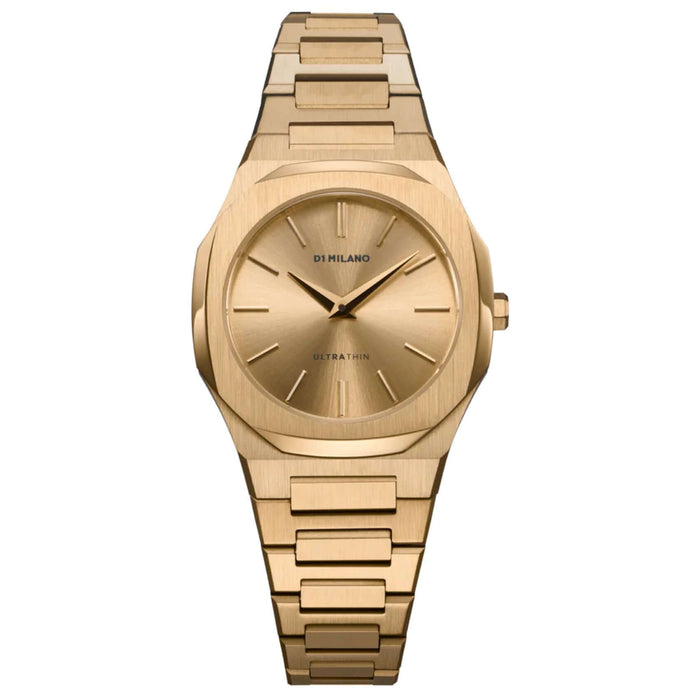 Ρολόι D1 Milano D1-UTBL31 Ultra Thin Zephyr Gold Με Χρυσό Μπρασελέ και χρυσό καντράν διαμέτρου 30mm σε οκτάγωνο σχήμα.