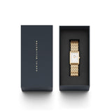 Γυναικείο ρολόι Daniel Wellington Bound 9-Link DW00100705 με χρυσό ατσάλινο μπρασελέ και άσπρο τετράγωνο καντράν 32Χ22mm.