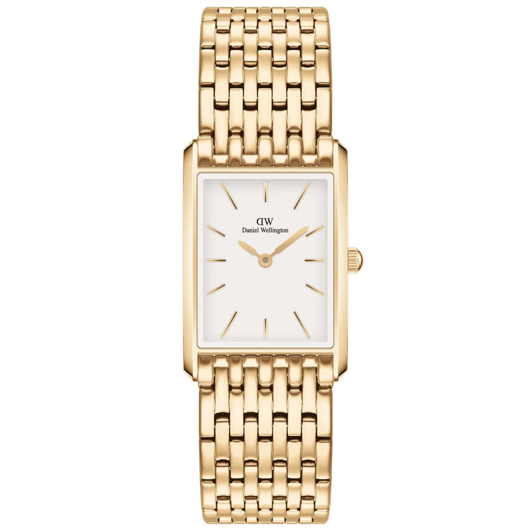 Γυναικείο ρολόι Daniel Wellington Bound 9-Link DW00100705 με χρυσό ατσάλινο μπρασελέ και άσπρο τετράγωνο καντράν 32Χ22mm.