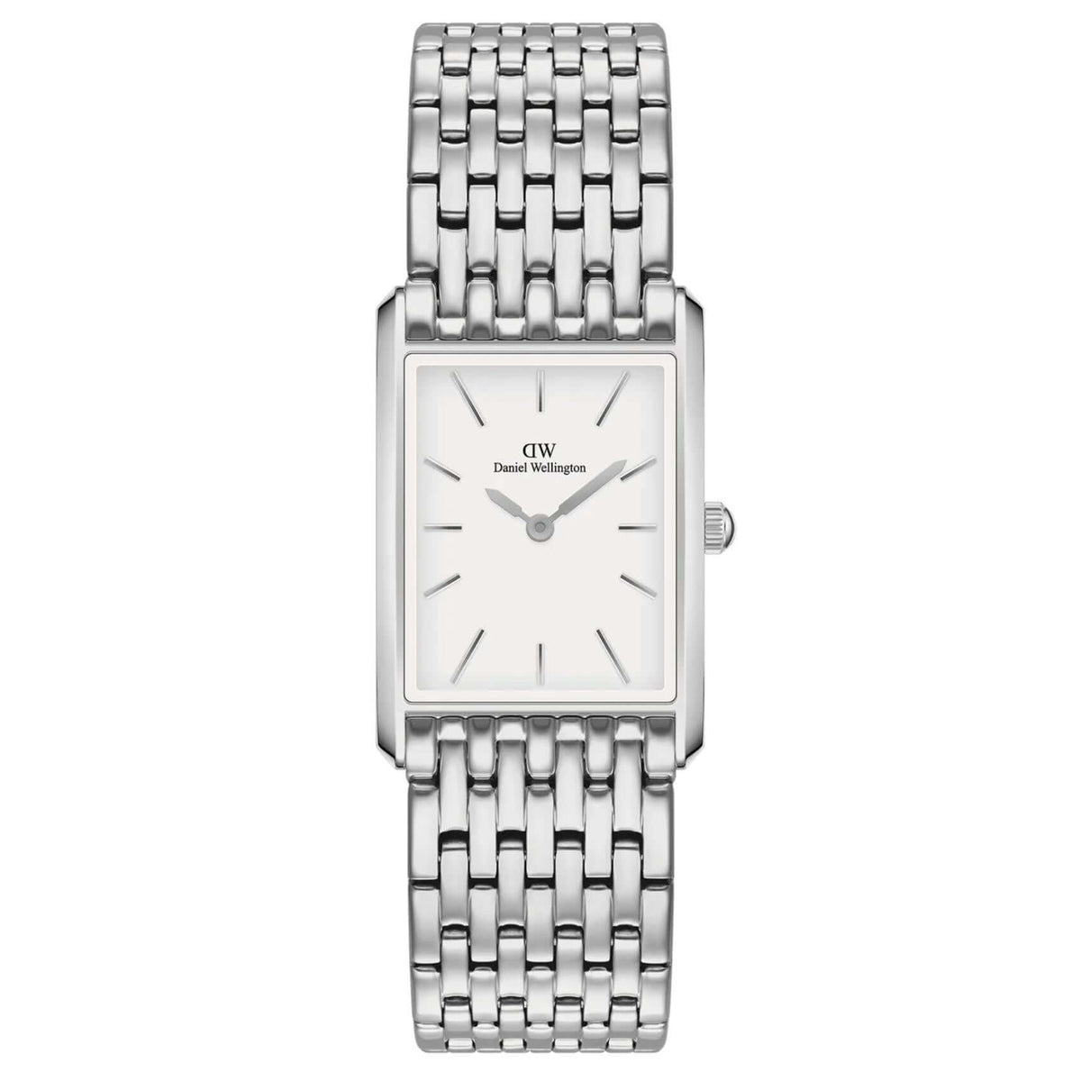 Γυναικείο ρολόι Daniel Wellington Bound 9-Link DW00100706 με ασημί ατσάλινο μπρασελέ και άσπρο τετράγωνο καντράν μεγέθους 32Χ22mm.