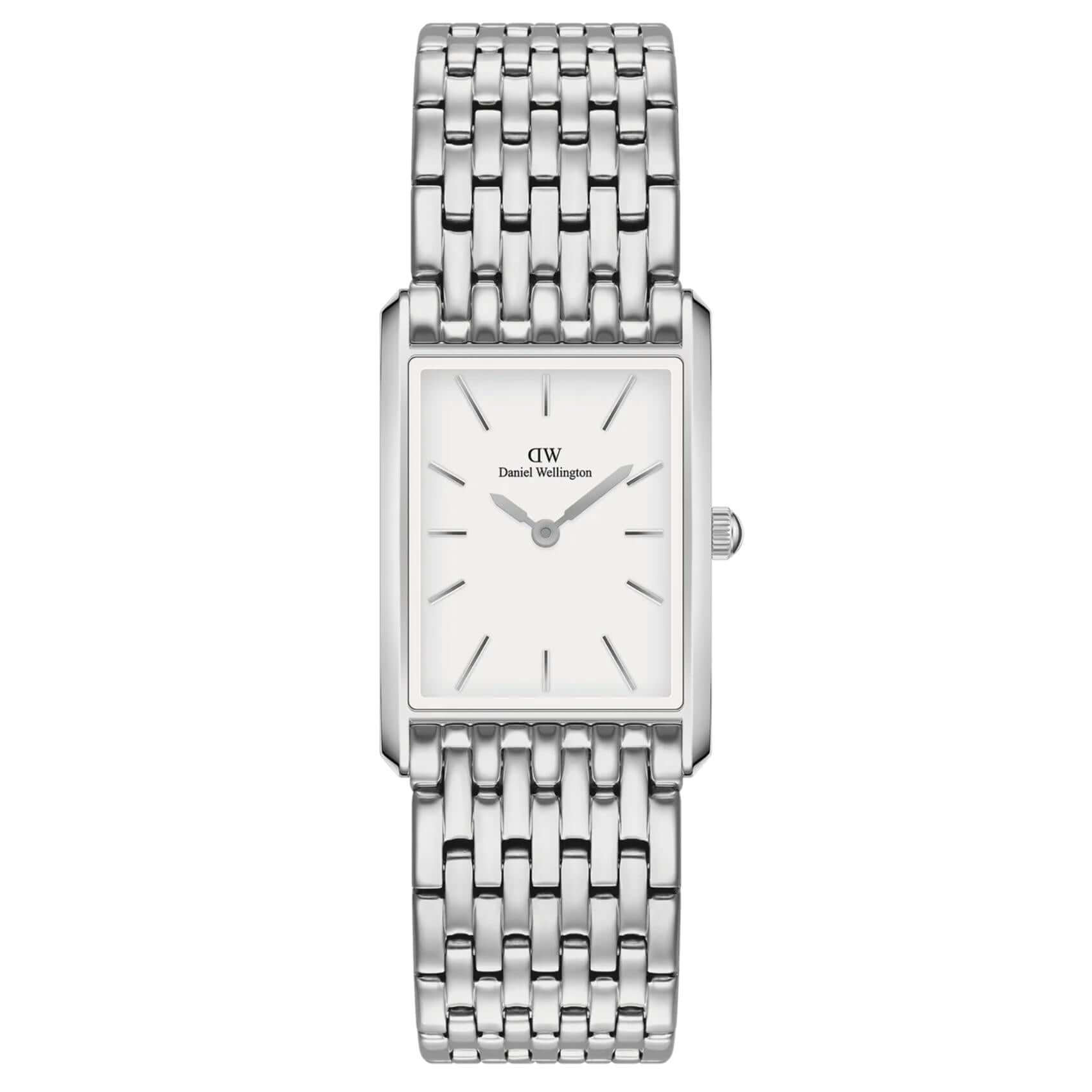 Γυναικείο ρολόι Daniel Wellington Bound 9-Link DW00100706 με ασημί ατσάλινο μπρασελέ και άσπρο τετράγωνο καντράν μεγέθους 32Χ22mm.