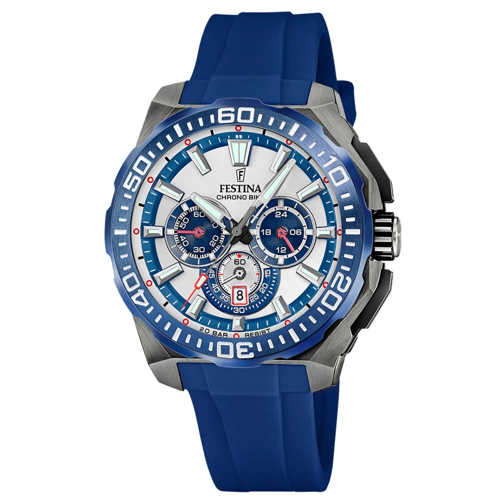 Καταδυτικό ανδρικό ρολόι Festina F20755/4 με μπλε λουράκι και μπλε καντράν