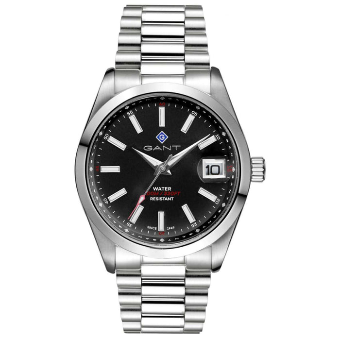 Ανδρικό ρολόι Gant Eastham G161012 με ασημί ατσάλινο μπρασελέ και μαύρο καντράν διαμέτρου 42mm.