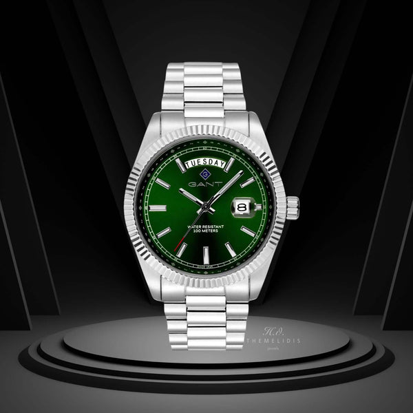 Ρολόι Gant Fairfax G189003 Με Ασημί Μπρασελέ & Πράσινο Καντράν