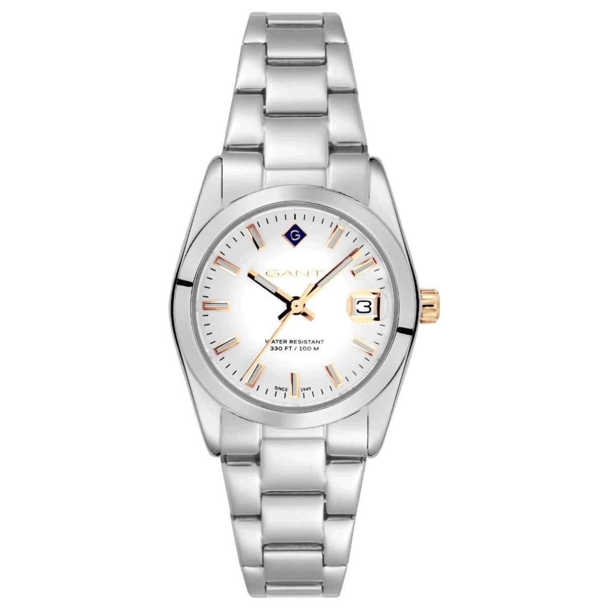 Ρολόι Gant Everett Mini G186001 με ασημί ατσάλινο μπρασελέ και ασημί καντράν διαμέτρου 28mm.