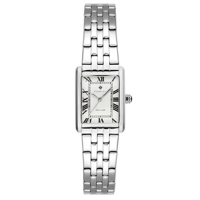 Γυναικείο ρολόι Gant Rhode Island Mini G195001 με ασημί ατσάλινο μπρασελέ και άσπρο τετράγωνο καντράν 20,5mm.