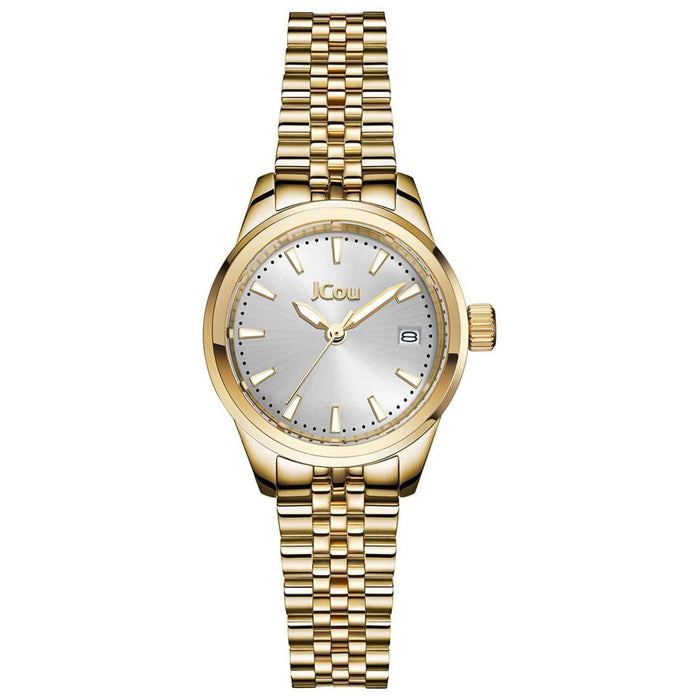 Γυναικείο ρολόι JCOU Calisti JU19079-5 με χρυσό ατσάλινο μπρασελέ και ασημί καντράν διαμέτρου 25mm.