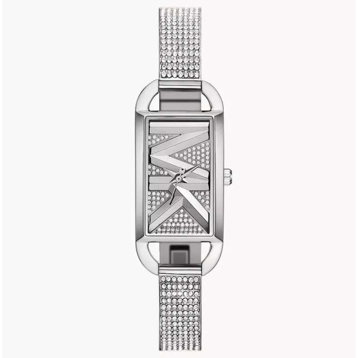 Γυναικείο ρολόι Michael Kors Empire MK4841 τετράγωνο με ασημί ατσάλινο μπρασελέ διακοσμημένο με ζιργκόν και ασημί καντράν 22mm με ζιργκόν.