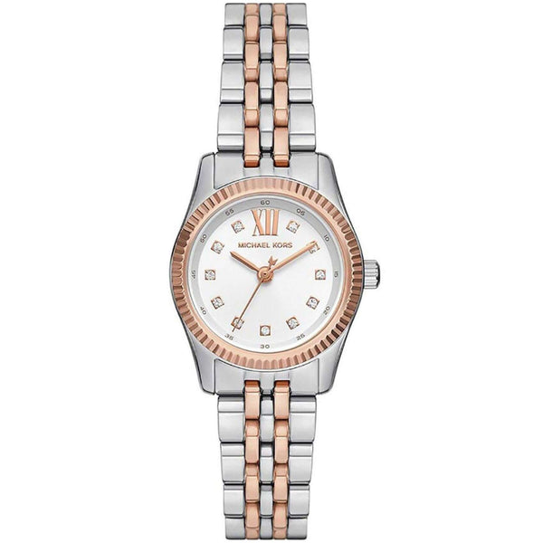 Σετ ρολόι με βραχιόλια Michael Kors Lexington MK4817 Set με δίχρωμο ατσάλινο μπρασελέ σε ασημί-ροζ χρυσό χρώμα και ασημί καντράν 26mm με ζιργκόν.