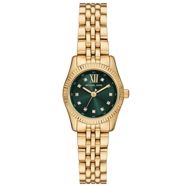 Γυναικείο ρολόι Michael Kors Lexington MK4842 με χρυσό ατσάλινο μπρασελέ και πράσινο καντράν 26mm με ζιργκόν.