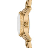 Γυναικείο ρολόι Michael Kors Lexington MK4862 με χρυσό ατσάλινο μπρασελέ και χρυσό καντράν 30mm με ζιργκόν, πλαϊνή όψη.