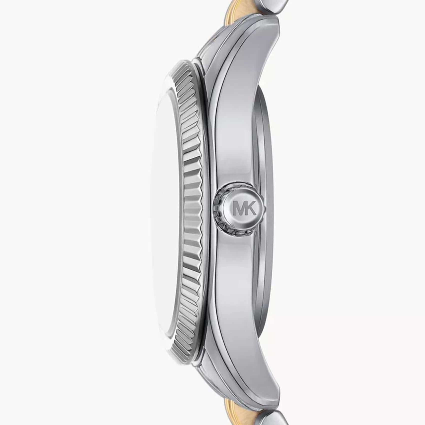 Γυναικείο ρολόι Michael Kors Lexington MK4865 με δίχρωμο ασημί-χρυσό μπρασελέ και μπλε καντράν 26mm με ζιργκόν.