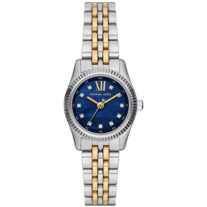 Γυναικείο ρολόι Michael Kors Lexington MK4865 με δίχρωμο ασημί-χρυσό μπρασελέ και μπλε καντράν 26mm με ζιργκόν.