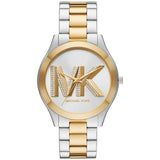 Ρολόι Michael Kors Slim Runway MK4735 Με Δίχρωμο Μπρασελέ & Άσπρο Καντράν